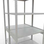 Grundregal, Doppelregal, Fachbodenregal Stecksystem MULTIplus250, 3000 x 1000 x (2x600) mm (HxBxT), 2x7 Fachböden, Längenriegel, RAL 7035 lichtgrau