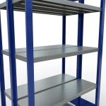 Grundregal, Doppelregal, Fachbodenregal Stecksystem MULTIplus250, 2000 x 1000 x (2x300) mm (HxBxT), 2x5 Fachböden, Längenriegel, RAL 5010 enzianblau/verzinkt