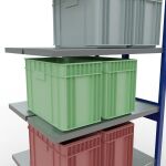 Anbauregal, Doppelregal, Fachbodenregal Stecksystem MULTIplus250, 2500 x 1000 x (2x400) mm (HxBxT), 2x6 Fachböden, Längenriegel, RAL 5010 enzianblau/verzinkt