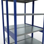 Grundregal, Doppelregal, Fachbodenregal Stecksystem MULTIplus250, 2500 x 1000 x (2x500) mm (HxBxT), 2x6 Fachböden, Längenriegel, RAL 5010 enzianblau/verzinkt