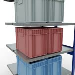 Anbauregal, Doppelregal, Fachbodenregal Stecksystem MULTIplus250, 2500 x 1000 x (2x500) mm (HxBxT), 2x6 Fachböden, Längenriegel, RAL 5010 enzianblau/verzinkt