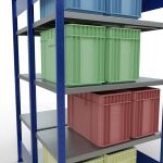 Grundregal, Doppelregal, Fachbodenregal Stecksystem MULTIplus250, 2000 x 1000 x (2x600) mm (HxBxT), 2x5 Fachböden, Längenriegel, RAL 5010 enzianblau/verzinkt