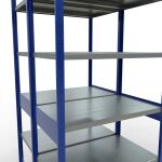 Grundregal, Doppelregal, Fachbodenregal Stecksystem MULTIplus250, 2500 x 1000 x (2x600) mm (HxBxT), 2x6 Fachböden, Längenriegel, RAL 5010 enzianblau/verzinkt