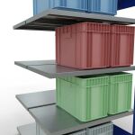 Anbauregal, Doppelregal, Fachbodenregal Stecksystem MULTIplus250, 2000 x 1000 x (2x600) mm (HxBxT), 2x5 Fachböden, Längenriegel, RAL 5010 enzianblau/verzinkt