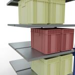 Anbauregal, Doppelregal, Fachbodenregal Stecksystem MULTIplus250, 2500 x 1000 x (2x600) mm (HxBxT), 2x6 Fachböden, Längenriegel, RAL 5010 enzianblau/verzinkt