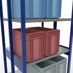 Grundregal, Doppelregal, Fachbodenregal Stecksystem MULTIplus250, 3000 x 1000 x (2x400) mm (HxBxT), 2x7 Fachböden, Längenriegel, RAL 5010 enzianblau/verzinkt