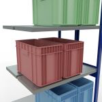 Anbauregal, Doppelregal, Fachbodenregal Stecksystem MULTIplus250, 3000 x 1000 x (2x400) mm (HxBxT), 2x7 Fachböden, Längenriegel, RAL 5010 enzianblau/verzinkt