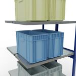 Anbauregal, Doppelregal, Fachbodenregal Stecksystem MULTIplus250, 3000 x 1000 x (2x500) mm (HxBxT), 2x7 Fachböden, Längenriegel, RAL 5010 enzianblau/verzinkt