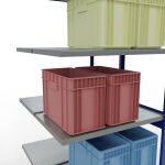 Anbauregal, Doppelregal, Fachbodenregal Stecksystem MULTIplus250, 3000 x 1000 x (2x600) mm (HxBxT), 2x7 Fachböden, Längenriegel, RAL 5010 enzianblau/verzinkt