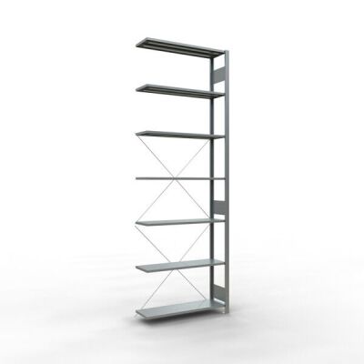 Anbauregal, Eckregal (Feld C) 3000 x 1000 x 300, 7 Fachböden, Kreuzstrebe, verzinkt