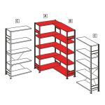 Eckregal (Felder A + B) 2000 x 1000 x 400, 2x5...