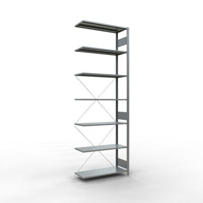 Anbauregal, Eckregal (Feld C) 3000 x 1000 x 400, 7 Fachböden, Kreuzstrebe, verzinkt