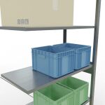 Anbauregal, Eckregal (Feld C) 2500 x 1000 x 500, 6 Fachböden, Kreuzstrebe, verzinkt