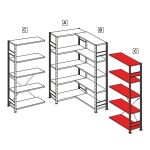 Anbauregal, Eckregal (Feld C) 2500 x 1000 x 600, 6 Fachböden, Kreuzstrebe, verzinkt