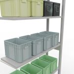 Anbauregal, Eckregal (Feld C) 2500 x 1000 x 300, 6 Fachböden, Kreuzstrebe, RAL 7035 lichtgrau