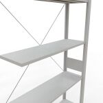 Anbauregal, Eckregal (Feld C) 3000 x 1000 x 300, 7 Fachböden, Kreuzstrebe, RAL 7035 lichtgrau