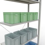 Anbauregal, Eckregal (Feld C) 2000 x 1000 x 400, 5 Fachböden, Kreuzstrebe, RAL 7035 lichtgrau