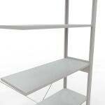 Anbauregal, Eckregal (Feld C) 2500 x 1000 x 400, 6 Fachböden, Kreuzstrebe, RAL 7035 lichtgrau