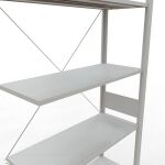 Anbauregal, Eckregal (Feld C) 3000 x 1000 x 400, 7 Fachböden, Kreuzstrebe, RAL 7035 lichtgrau