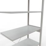 Anbauregal, Eckregal (Feld C) 2500 x 1000 x 500, 6 Fachböden, Kreuzstrebe, RAL 7035 lichtgrau