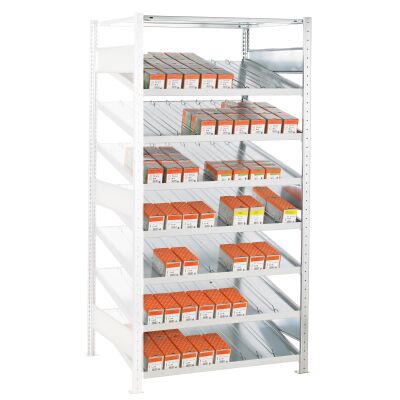 Anbauregal, Kanbanregal MULTIplus150, 2000 x 1000 x 500 mm (HxBxT), verzinkt, 7+1 Fachböden, ohne Trenn- und Seitenführungen