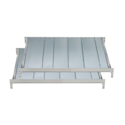 Zusatzebene für Doppel-Kanbanregal MULTIplus150, 1000 x 2x800, verzinkt, mit Trenn- und Seitenführungen