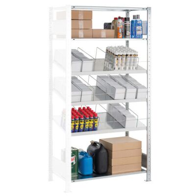 Anbauregal, Kombibodenregal MULTIplus150, 2000 x 1000 x 500 mm (HxBxT), verzinkt, 3+3 Fachböden