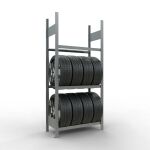 Grundregal, Räder-/Reifenregal, 2000 x 900 x 400 mm (HxBxT), verzinkt, 3 Lagerebenen á 150 kg Fachlast pro Ebene