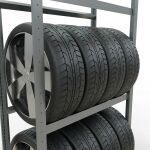 Grundregal, Räder-/Reifenregal, 2000 x 900 x 400 mm (HxBxT), verzinkt, 3 Lagerebenen á 150 kg Fachlast pro Ebene