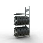 Anbauregal, Räder-/Reifenregal, 2000 x 900 x 400 mm (HxBxT), verzinkt, 3 Lagerebenen á 150 kg Fachlast pro Ebene