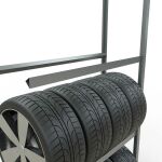 Anbauregal, Räder-/Reifenregal, 2750 x 1150 x 400 mm (HxBxT), verzinkt, 4 Lagerebenen á 150 kg Fachlast pro Ebene