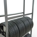 Grundregal, Räder-/Reifenregal, 2750 x 1200 x 400 mm (HxBxT), verzinkt, 4 Lagerebenen á 150 kg Fachlast pro Ebene