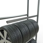 Anbauregal, Räder-/Reifenregal, 2750 x 1200 x 400 mm (HxBxT), verzinkt, 4 Lagerebenen á 150 kg Fachlast pro Ebene