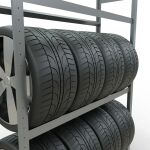 Grundregal, Räder-/Reifenregal, 2000 x 1300 x 400 mm (HxBxT), verzinkt, 3 Lagerebenen á 150 kg Fachlast pro Ebene