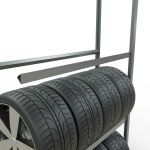 Anbauregal, Räder-/Reifenregal, 2750 x 1300 x 400 mm (HxBxT), verzinkt, 4 Lagerebenen á 150 kg Fachlast pro Ebene