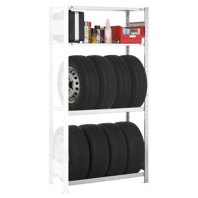 AR, Garagenregal-Set MULTIplus150, 2000 x 1000 x 400 mm, verzinkt, 2 Fachböden, 2 Reifenebenen á 150 kg Fachlast pro Ebene