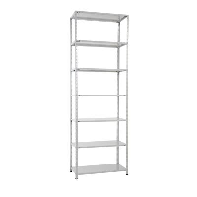 Grundregal, Fachbodenregal Schraubsystem MULTIplus150, 3000 x 750 x 600 mm (HxBxT), RAL 7035 lichtgrau, 7 Fachböden