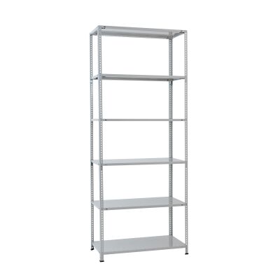 Grundregal, Fachbodenregal Schraubsystem MULTIplus150, 2500 x 1000 x 600 mm (HxBxT), RAL 7035 lichtgrau, 6 Fachböden