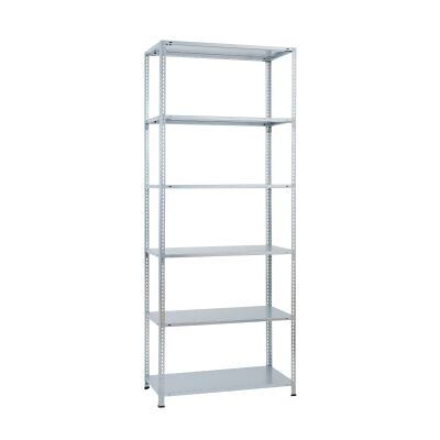 Grundregal, Fachbodenregal Schraubsystem MULTIplus250, 2500 x 750 x 300 mm (HxBxT), verzinkt, 6 Fachböden