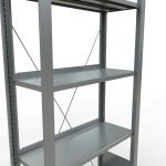 Grundregal, Büro-Fachbodenregal Stecksystem MULTIplus85, 1800 x 750 x 300 mm (HxBxT), 5 Fachböden, Kreuzstrebe, verzinkt, mit Anschlagleiste