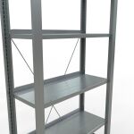 Grundregal, Büro-Fachbodenregal Stecksystem MULTIplus85, 2000 x 750 x 300 mm (HxBxT), 6 Fachböden, Kreuzstrebe, verzinkt, mit Anschlagleiste