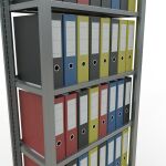 Grundregal, Büro-Fachbodenregal Stecksystem MULTIplus85, 2300 x 750 x 300 mm (HxBxT), 7 Fachböden, Kreuzstrebe, verzinkt, mit Anschlagleiste