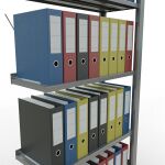 Anbauregal, Büro-Fachbodenregal Stecksystem MULTIplus85, 1800 x 750 x 300 mm (HxBxT), 5 Fachböden, Kreuzstrebe, verzinkt, mit Anschlagleiste