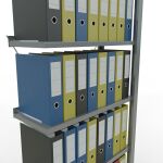Anbauregal, Büro-Fachbodenregal Stecksystem MULTIplus85, 2000 x 750 x 300 mm (HxBxT), 6 Fachböden, Kreuzstrebe, verzinkt, mit Anschlagleiste