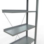 Anbauregal, Büro-Fachbodenregal Stecksystem MULTIplus85, 2000 x 750 x 300 mm (HxBxT), 6 Fachböden, Kreuzstrebe, verzinkt, mit Anschlagleiste