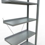 Anbauregal, Büro-Fachbodenregal Stecksystem MULTIplus85, 2300 x 750 x 300 mm (HxBxT), 7 Fachböden, Kreuzstrebe, verzinkt, mit Anschlagleiste