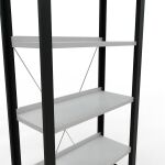 Grundregal, Büro-Fachbodenregal Stecksystem MULTIplus85, 2000 x 750 x 300 mm (HxBxT), 6 Fachböden, Kreuzstrebe, schwarz/RAL 7035 lichtgrau, mit Anschlagleiste