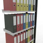 Anbauregal, Büro-Fachbodenregal Stecksystem MULTIplus85, 2000 x 750 x 300 mm (HxBxT), 6 Fachböden, Kreuzstrebe, schwarz/RAL 7035 lichtgrau, mit Anschlagleiste