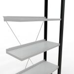 Anbauregal, Büro-Fachbodenregal Stecksystem MULTIplus85, 2000 x 750 x 300 mm (HxBxT), 6 Fachböden, Kreuzstrebe, schwarz/RAL 7035 lichtgrau, mit Anschlagleiste