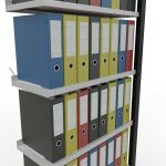 Anbauregal, Büro-Fachbodenregal Stecksystem MULTIplus85, 2300 x 750 x 300 mm (HxBxT), 7 Fachböden, Kreuzstrebe, schwarz/RAL 7035 lichtgrau, mit Anschlagleiste